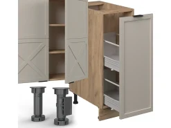 Mueble de cocina gris/beige/roble dorado 280x60x81.6 fame-line