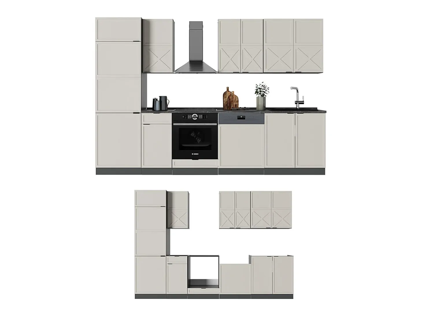 Mueble de cocina gris/beige/antracita 300x60x81.6 fame-line