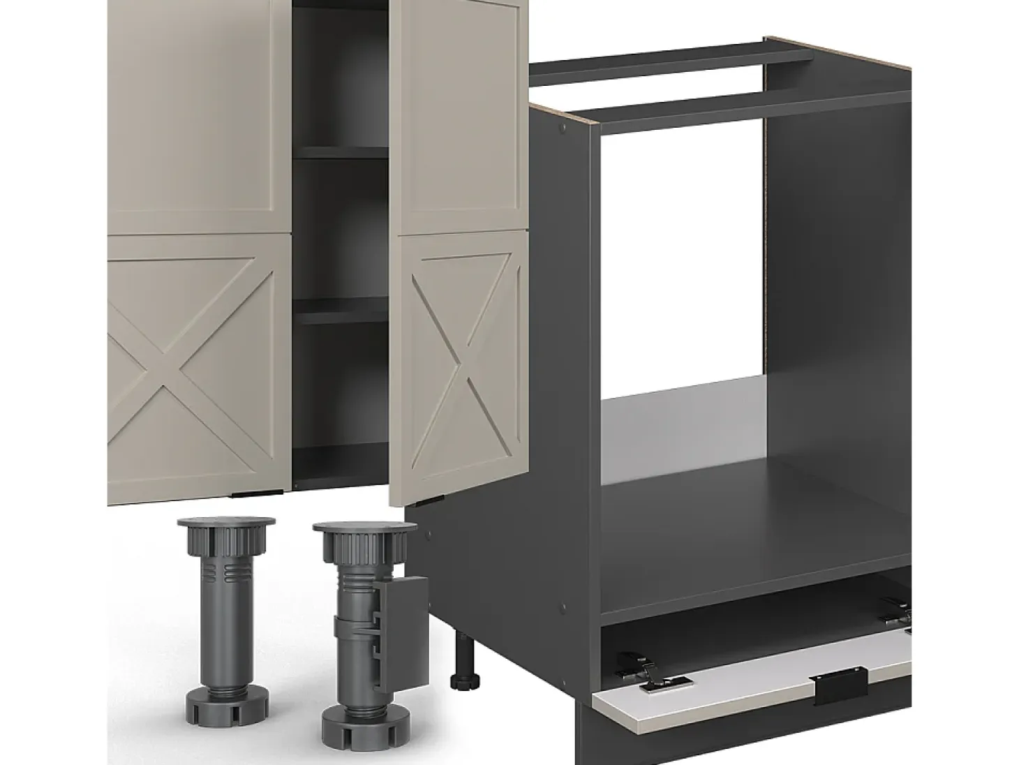 Mueble de cocina gris/beige/antracita 300x60x81.6 fame-line