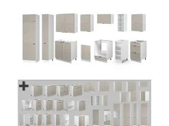 Mueble de cocina gris/beige/blanco 355x60x81.6 fame-line
