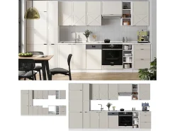 Mueble de cocina gris/beige/blanco 355x60x81.6 fame-line