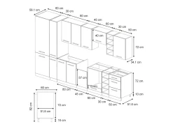 Mueble de cocina gris/beige/blanco 355x60x81.6 fame-line