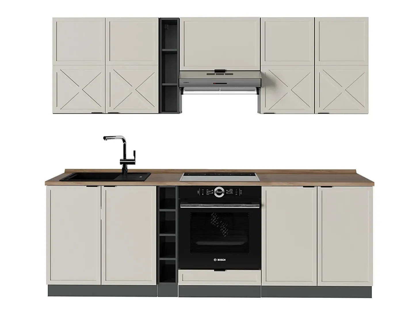 Mueble de cocina gris/beige/antracita 235x60x81.6 fame-line