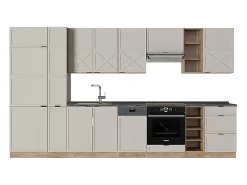 Mueble de cocina gris/beige/roble dorado 355x60x81.6 fame-line