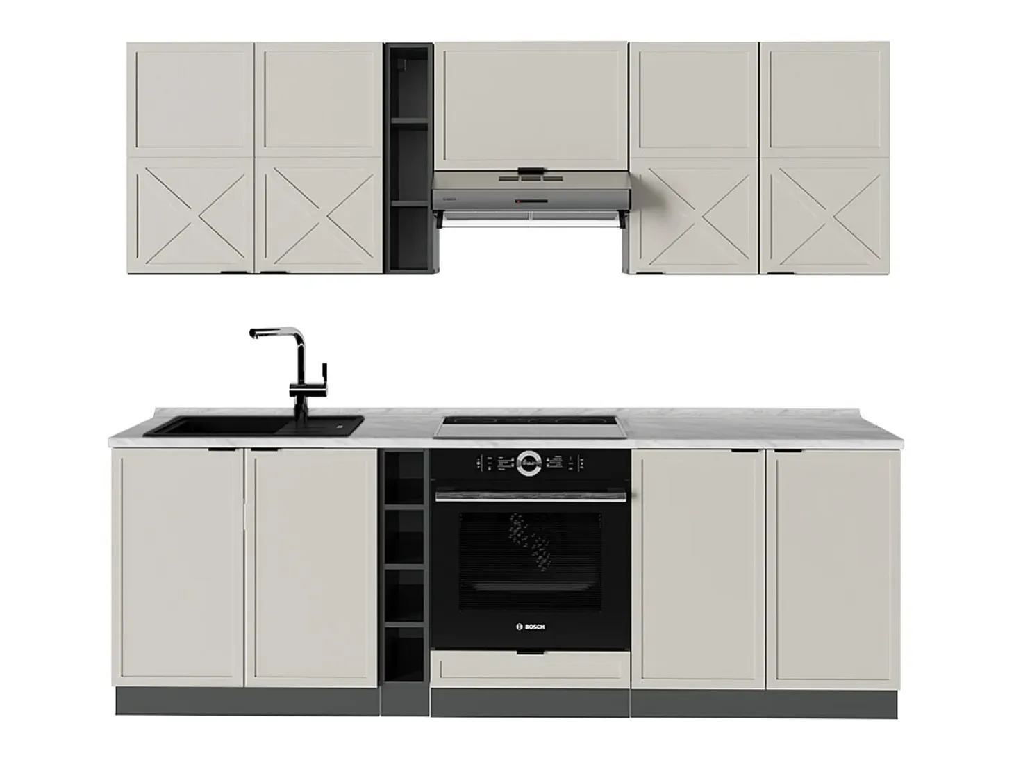 Mueble de cocina gris/beige/antracita 235x60x81.6 fame-line