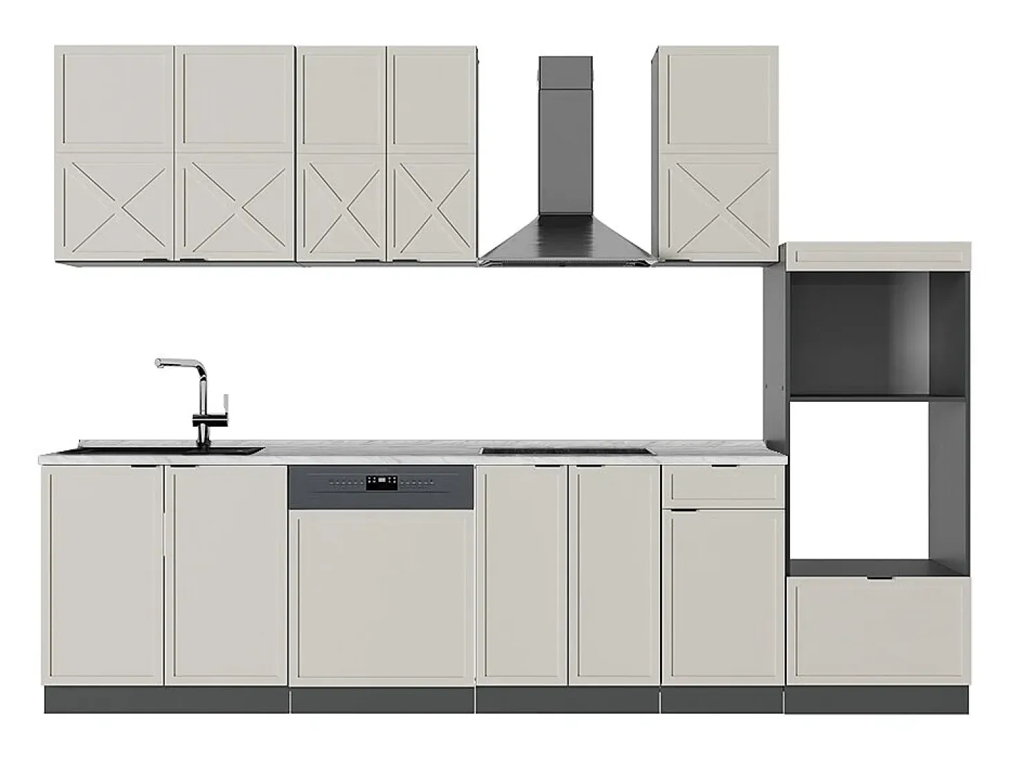 Mueble de cocina gris/beige/antracita 300x60x81.6 fame-line