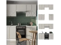 Mueble de cocina gris/beige/blanco 200x60x81.6 fame-line