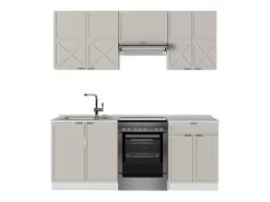 Mueble de cocina gris/beige/blanco 200x60x81.6 fame-line