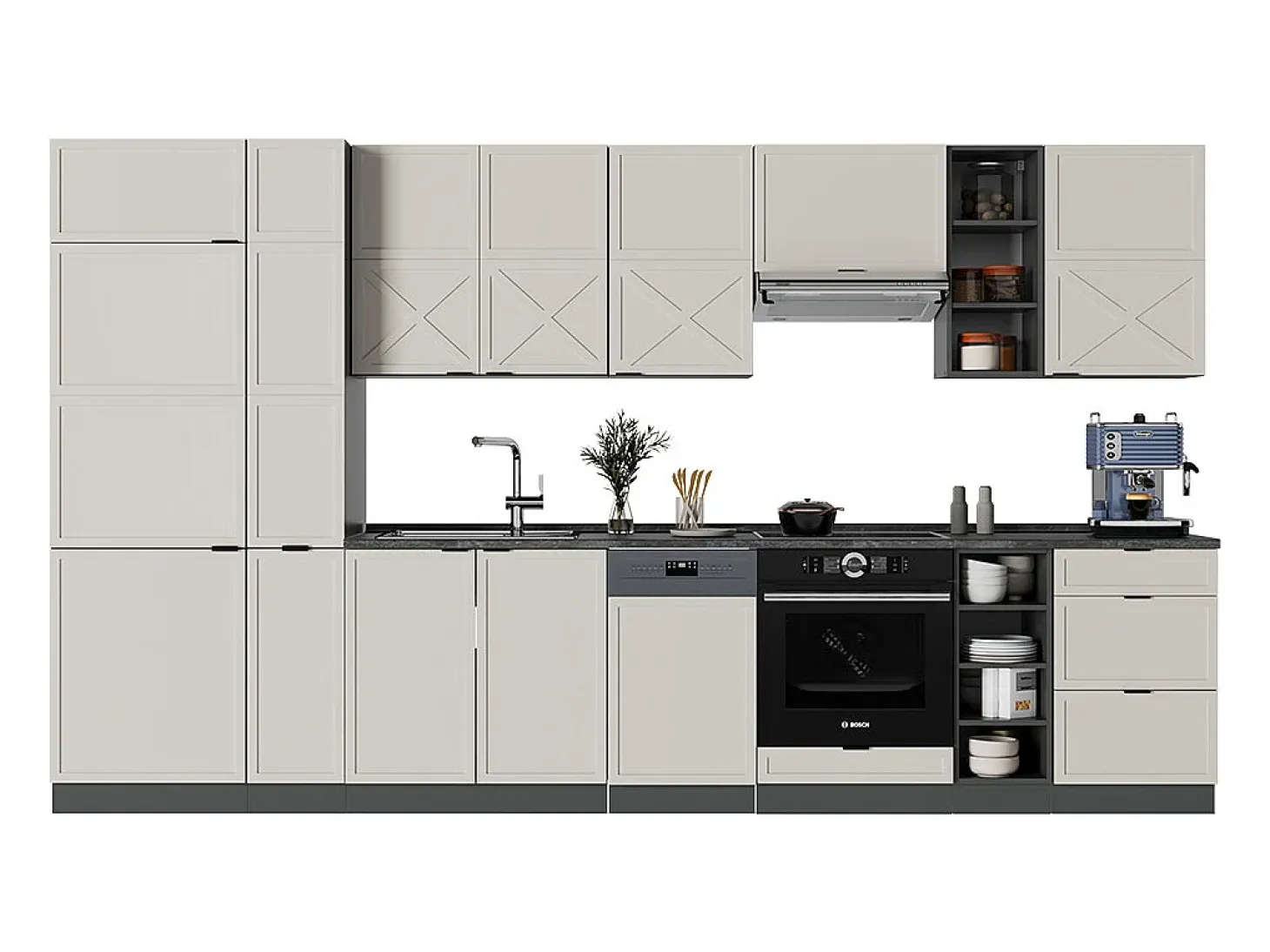 Mueble de cocina gris/beige/antracita 355x46x81.6 fame-line