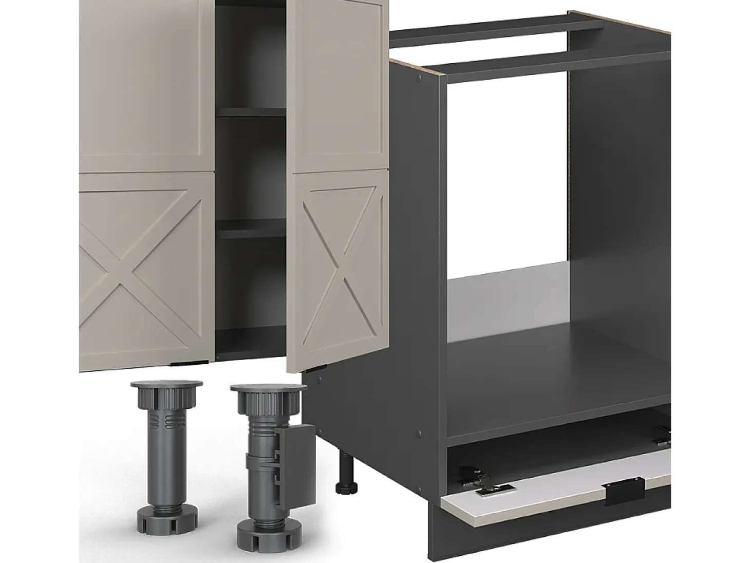 Mueble de cocina gris/beige/antracita 355x46x81.6 fame-line