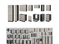 Mueble de cocina gris/beige/antracita 355x46x81.6 fame-line