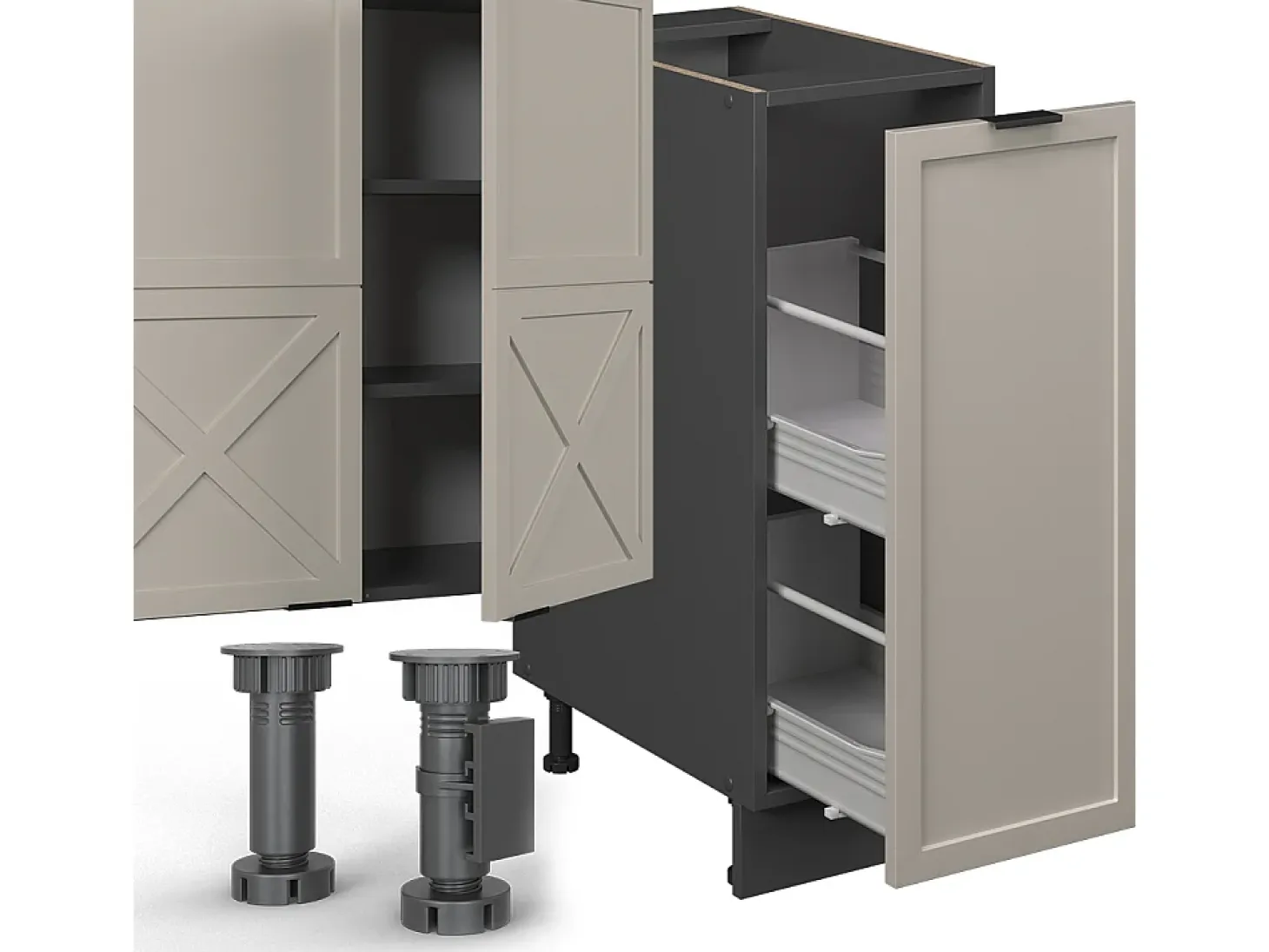 Mueble de cocina gris/beige/antracita 280x60x81.6 fame-line