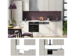 Mueble de cocina gris/beige/blanco 300x60x81.6 fame-line