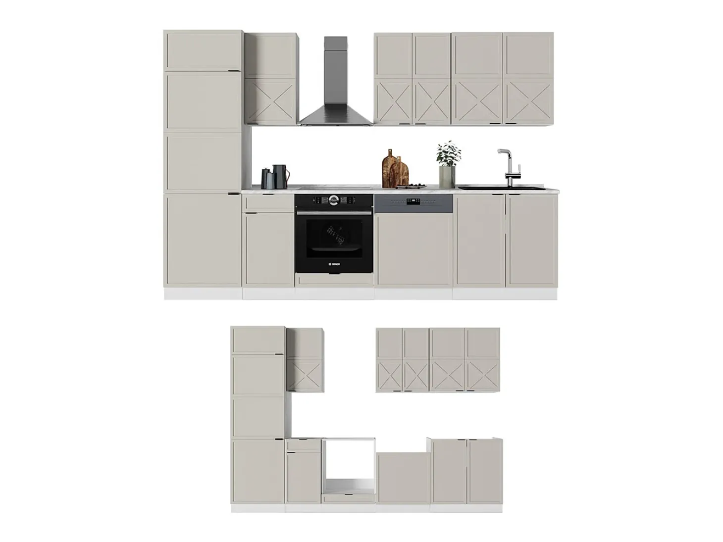 Mueble de cocina gris/beige/blanco 300x60x81.6 fame-line