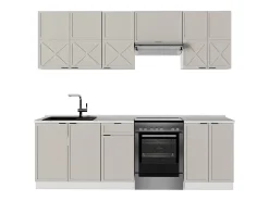 Mueble de cocina gris/beige/blanco 240x60x81.6 fame-line