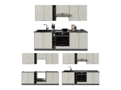 Mueble de cocina gris/beige/antracita 235x46x81.6 fame-line