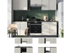 Mueble de cocina gris/beige/antracita 235x46x81.6 fame-line