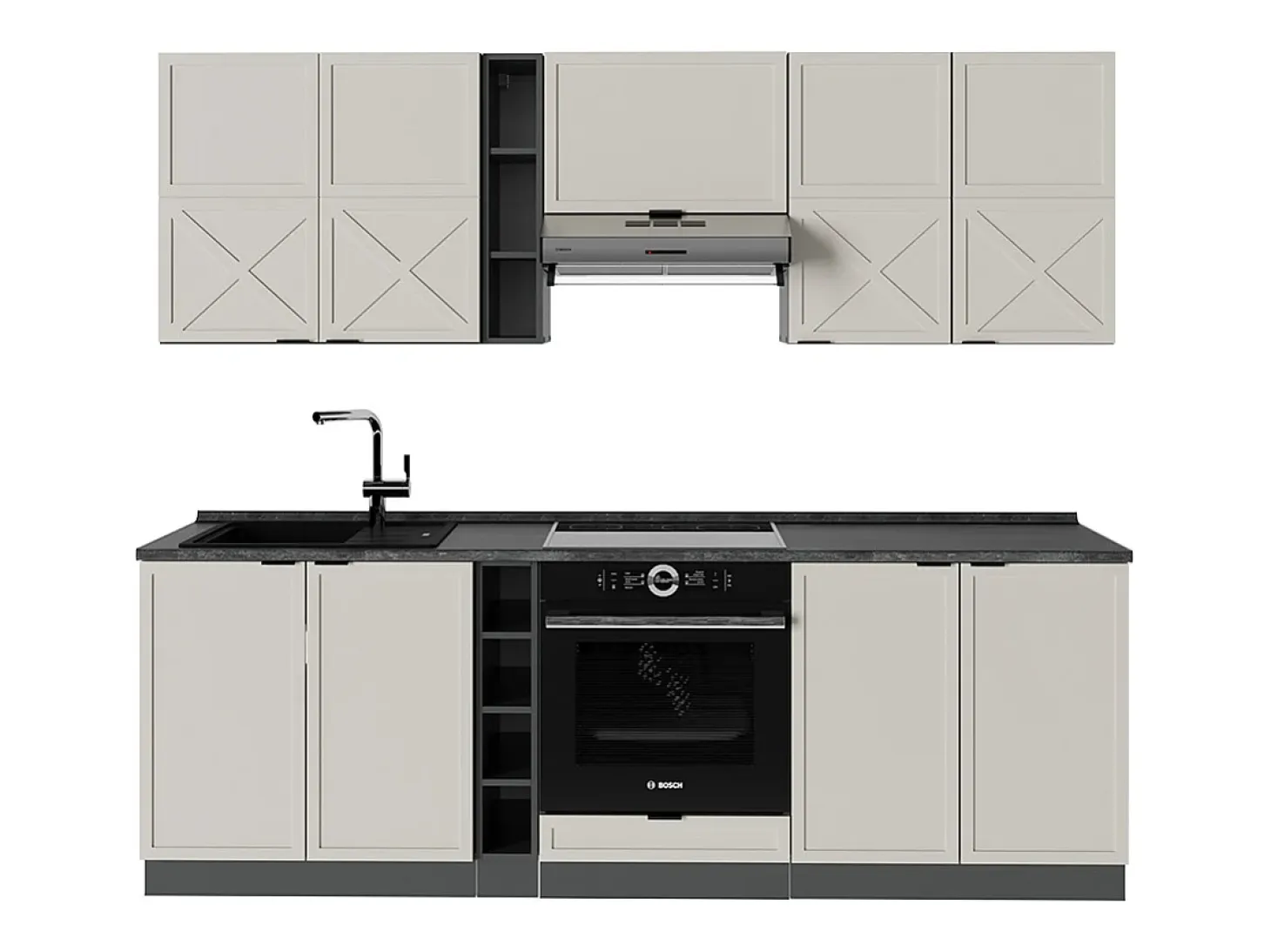 Mueble de cocina gris/beige/antracita 235x46x81.6 fame-line