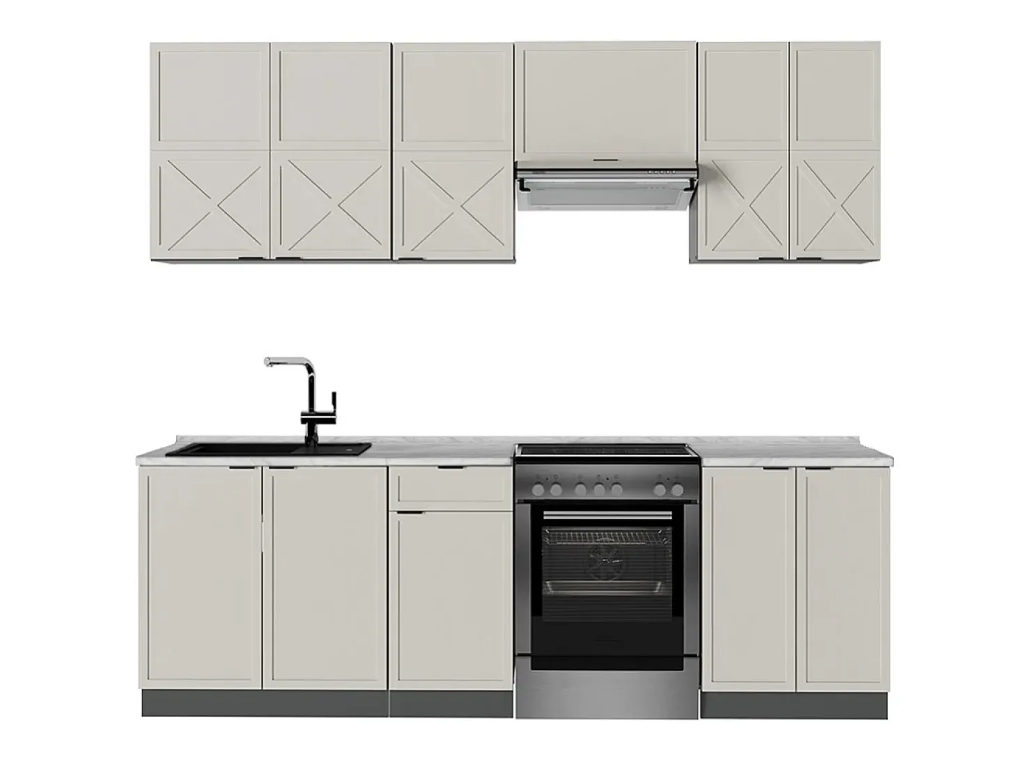 Mueble de cocina gris/beige/antracita 240x46x81.6 fame-line