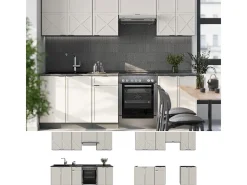 Mueble de cocina gris/beige/antracita 240x46x81.6 fame-line