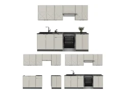 Mueble de cocina gris/beige/antracita 240x46x81.6 fame-line