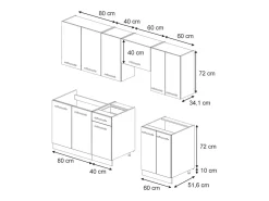 Mueble de cocina gris/beige/antracita 240x46x81.6 fame-line