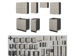 Mueble de cocina gris/beige/antracita 240x46x81.6 fame-line