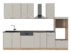 Mueble de cocina gris/beige/roble dorado 300x60x81.6 fame-line