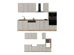 Mueble de cocina gris/beige/roble dorado 300x60x81.6 fame-line