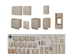 Mueble de cocina gris/beige/roble dorado 300x60x81.6 fame-line