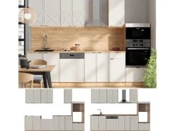 Mueble de cocina gris/beige/roble dorado 300x60x81.6 fame-line