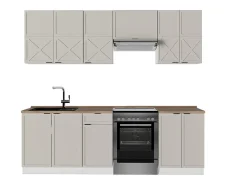Mueble de cocina gris/beige/blanco 240x60x81.6 fame-line