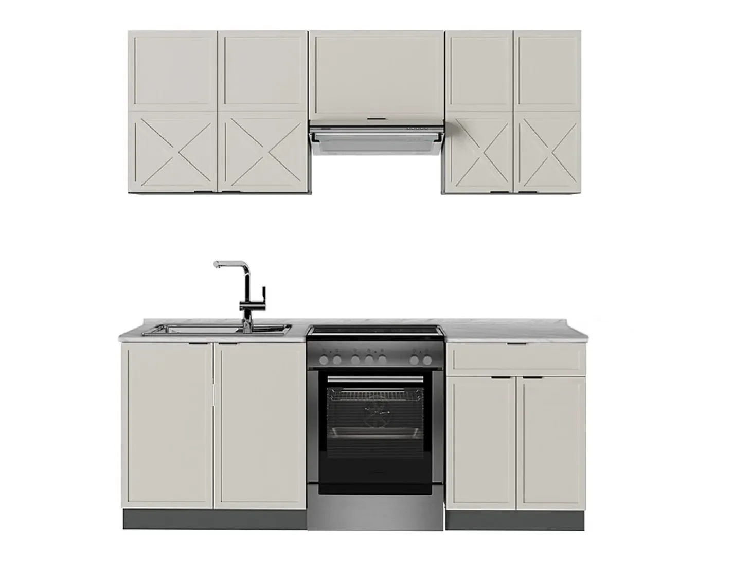 Mueble de cocina gris/beige/antracita 200x46x81.6 fame-line