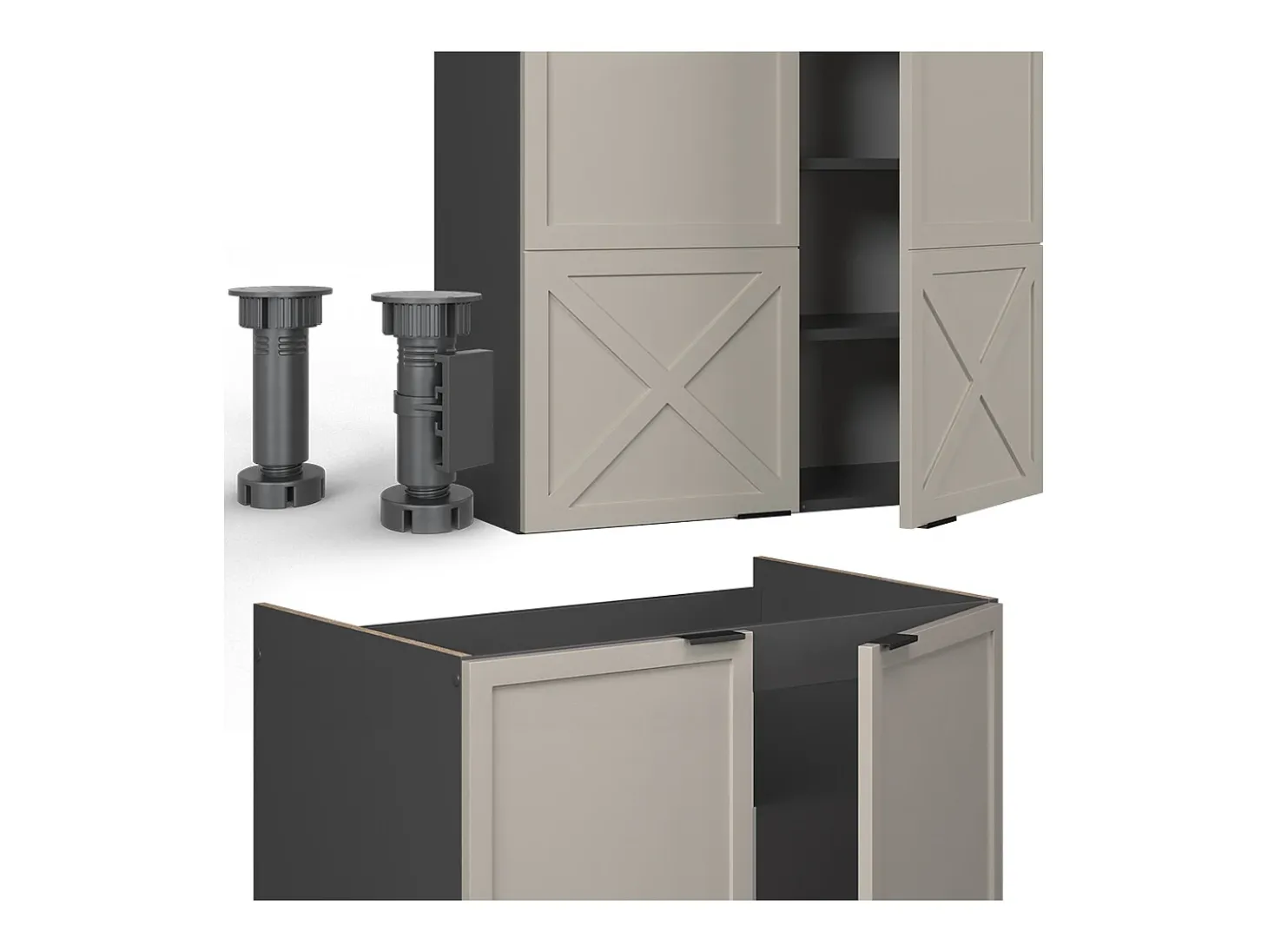 Mueble de cocina gris/beige/antracita 200x46x81.6 fame-line