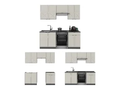 Mueble de cocina gris/beige/antracita 200x46x81.6 fame-line