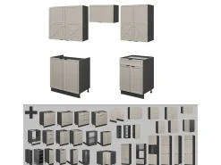 Mueble de cocina gris/beige/antracita 200x46x81.6 fame-line
