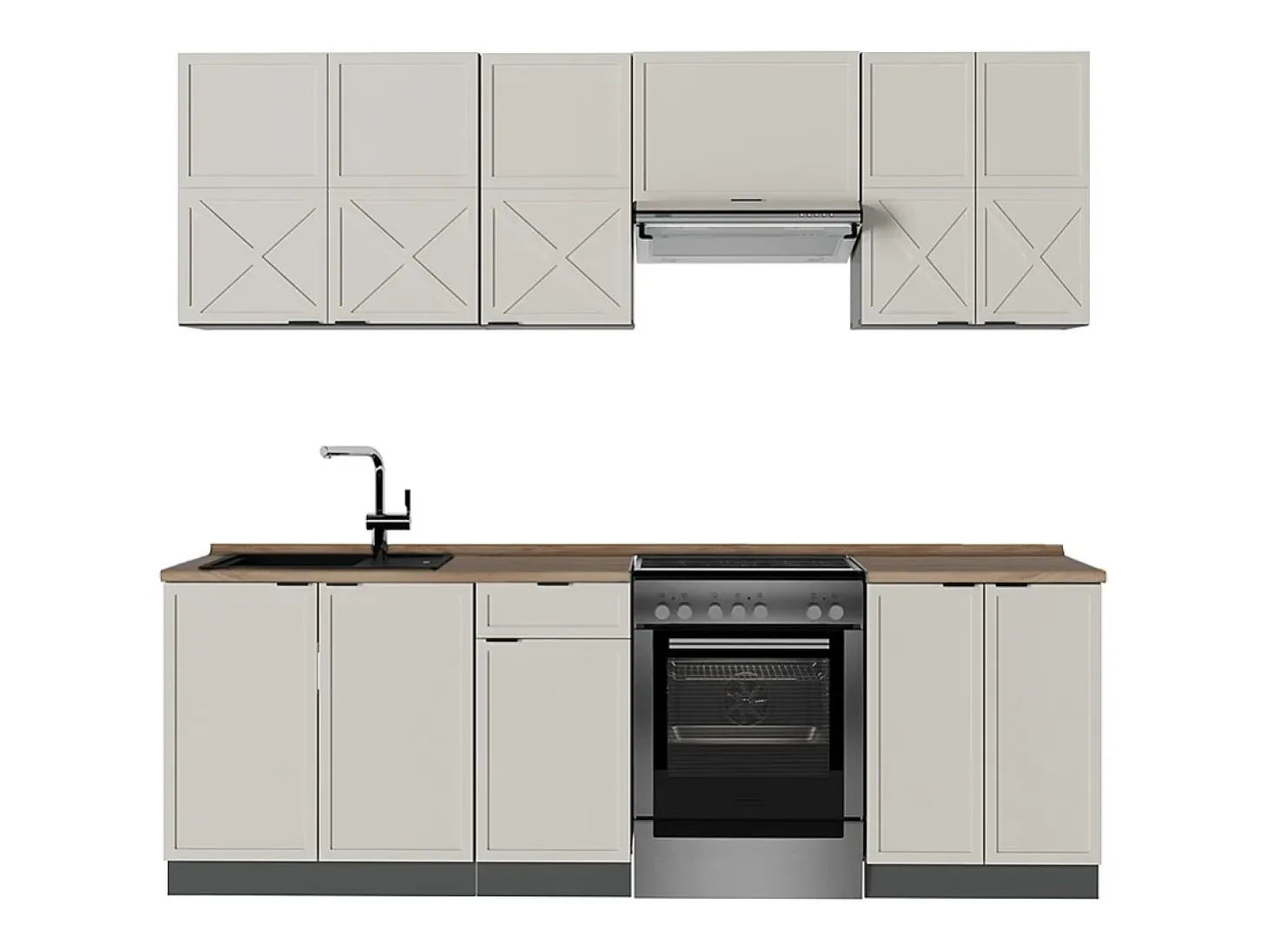 Mueble de cocina gris/beige/antracita 240x60x81.6 fame-line