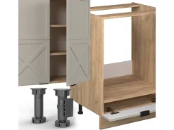 Mueble de cocina gris/beige/roble dorado 355x46x81.6 fame-line