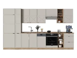Mueble de cocina gris/beige/roble dorado 355x46x81.6 fame-line