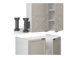 Mueble de cocina gris/beige/blanco 200x60x81.6 fame-line