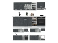 Mueble de cocina hormigón negro/blanco 240x60x81.6 r-line