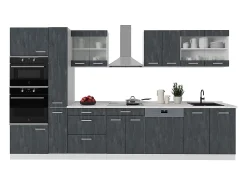 Mueble de cocina hormigón negro/blanco 350x60x81.6 r-line