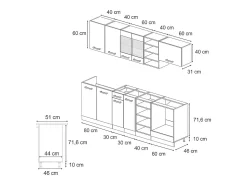 Mueble de cocina hormigón negro/antracita 240x60x81.6 r-line