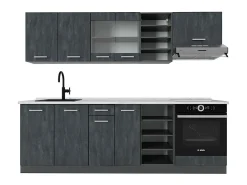 Mueble de cocina hormigón negro/antracita 240x60x81.6 r-line