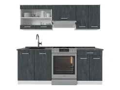 Mueble de cocina hormigón negro/blanco 200x60x81.6 r-line