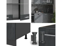 Mueble de cocina hormigón negro/antracita 300x60x81.6 r-line