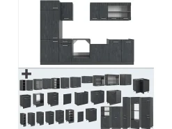 Mueble de cocina hormigón negro/antracita 300x60x81.6 r-line