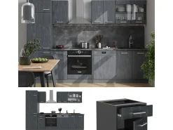 Mueble de cocina hormigón negro/antracita 300x46x81.6 r-line