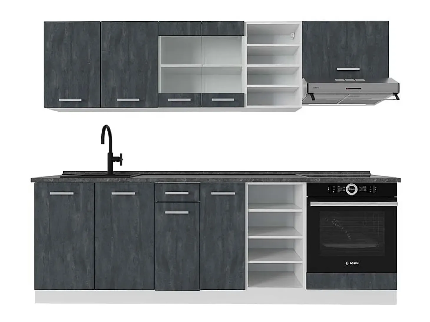 Mueble de cocina hormigón negro/blanco 240x60x81.6 r-line
