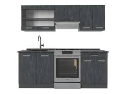 Mueble de cocina hormigón negro/antracita 200x46x81.6 r-line